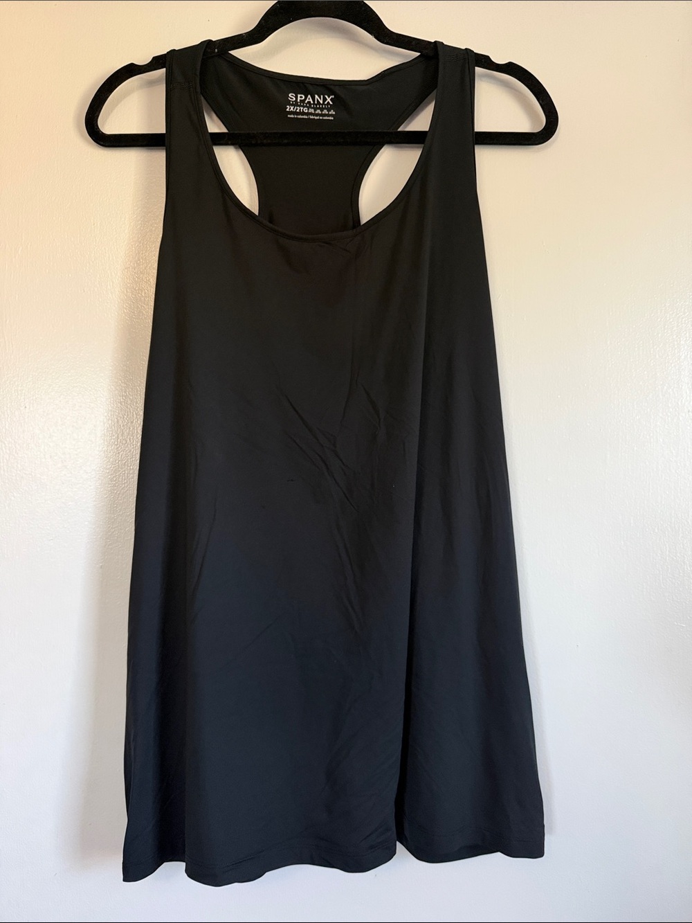 SPANX Black A-Line Racerback Tank with Zippered Sides